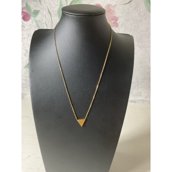 Gold Triangle Pendant Necklace Adjustable Chain Minimalist Design - Picture 1 of 4